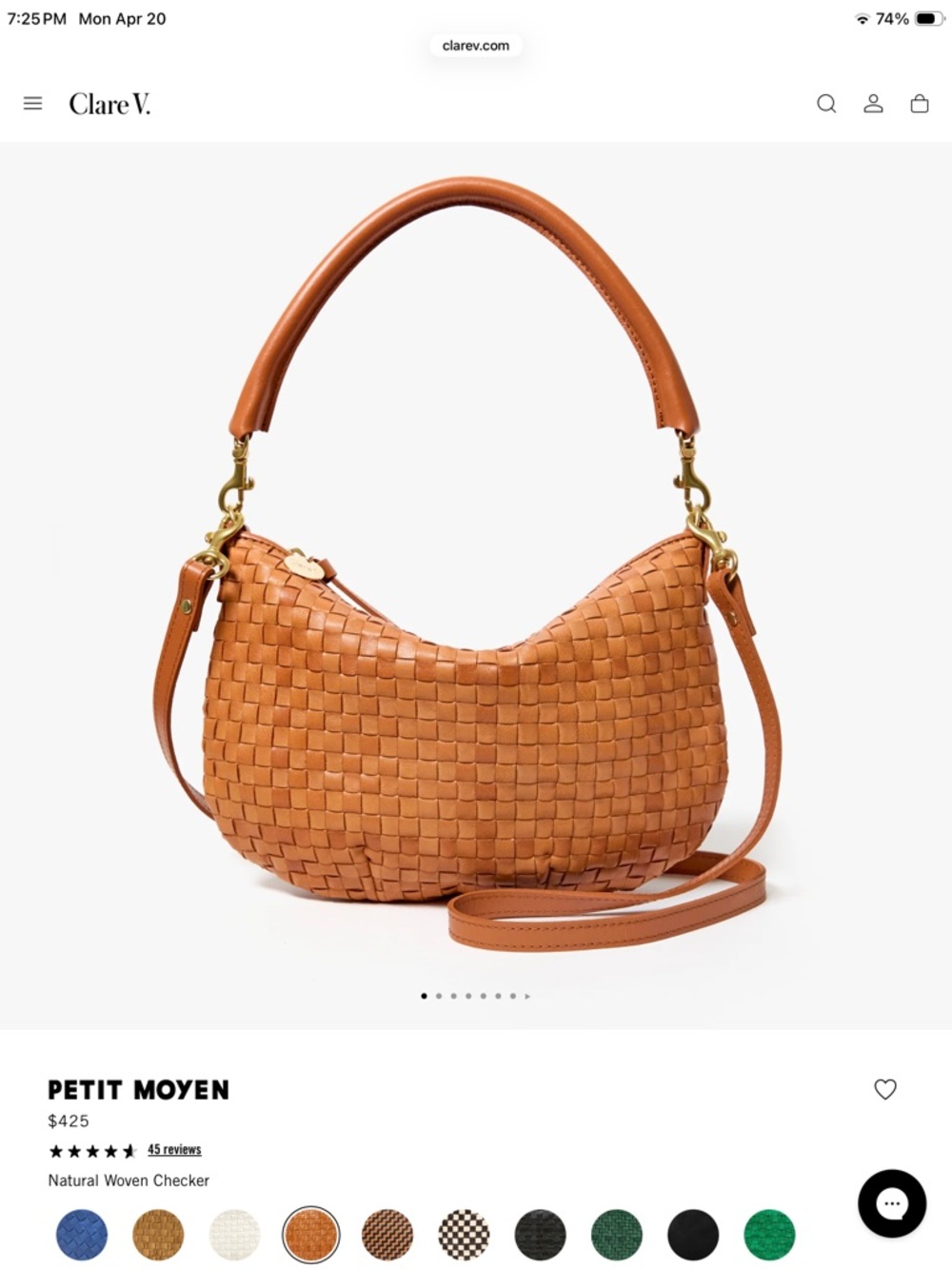 Clare V. Petit Moyen Messenger Natural Woven Tan Leather - Picture 10 of 11